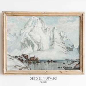 Northern Fjord | Scandinavia Wall Art | Vintage Snowy Winter Landscape Painting Wall Art | Digital Printable | 8