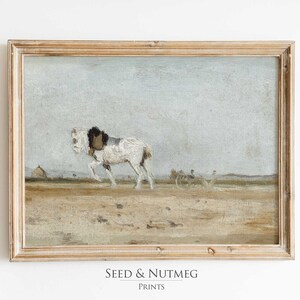 Vintage Farmhouse Landscape Art Print | Vintage Muted Neutral Wall Decor | Digital Printable Wall Art | Oil Painting Print | 316