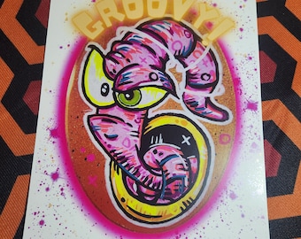Groovy Galactic Earthworm Print - 11x14 Glossy Art
