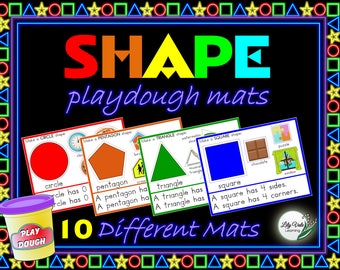Tapetes de plastilina con formas, formas preescolares, formas Montessori, actividad de aprendizaje de formas, tapetes de actividades de plastilina, tapete Play Doh, formas del mundo real