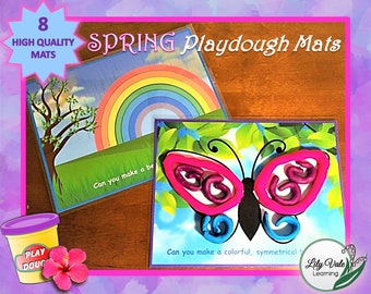 Kids Spring Activity, Playdough Activity Mats, Play Doh Mats, SPRING PLAYDOUGH MATS, Spring Play Doh Mats, Spring Fine Motor Activity