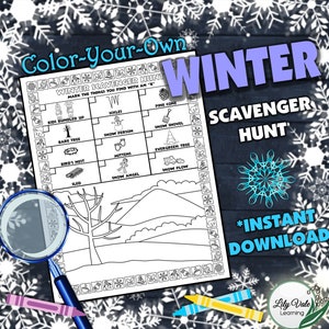 Scavenger Hunt Game, WINTER Scavenger Hunt, Outdoor Game, Nature Themed Party, Kids Nature Activity, Kids Winter Act, Scavenger Hunt Clues