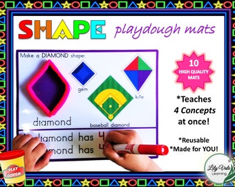 Façonner des tapis en pâte à modeler, Formes pour enfants d'âge préscolaire, Formes Montessori, Activité d'apprentissage de la forme, Tapis d'activités en pâte à modeler, Tapis Play Doh, Formes du monde réel