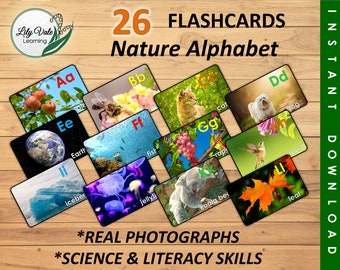 Printable Flashcards, Alphabet Flashcards, Nature Alphabet, ABC Flashcards, Nature ABC’s, Nature Cards, Nature Alphabet Flashcards