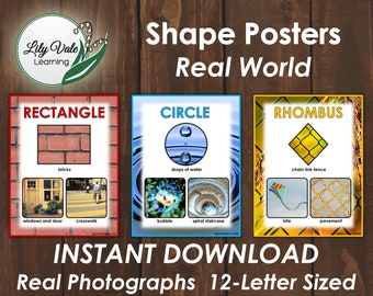 Printable Shape Posters, Nature Shapes, Shape Learning, Preschool Shapes, Montessori Shape, Shape Educational Print, Real World Shape Poster