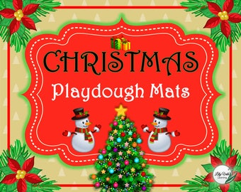 Navidad preescolar, Actividad de Navidad para niños, Relleno de caja de Nochebuena, Tapetes de actividad de Navidad, Plastilina de Navidad, TAPETE DE PLATA DE NAVIDAD