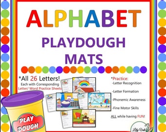 Actividad del abecedario, actividad de aprendizaje de letras, tapetes de plastilina, tapetes de plastilina, tapetes de plastilina con el alfabeto, tapetes de juego imprimibles