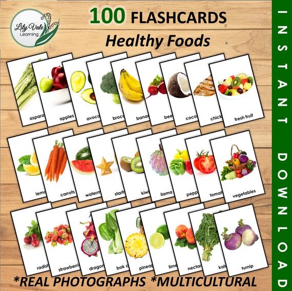 Flashcards imprimables, carte d'apprentissage de bébé, carte de mot  d'image, carte flash de nourriture, carte flash d'image réelle, cartes flash  d'aliments sains, cartes flash xl -  France