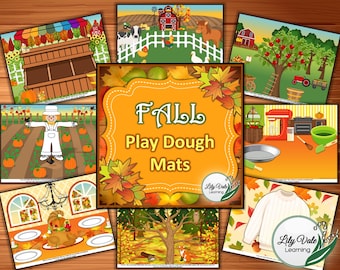 Kids Fall Game, Fall Activity, Autumn Activity, Fine Motor Activity, Sensory Activity, Fall Homeschool, Fall Playdough, FALL PLAYDOUGH MATS