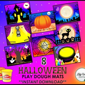 Halloween Playdough Mats, Kid Halloween Activity, Playdough Party, Printable Playdough Mats, Play Doh Mats, Halloween Playdough Activity Mat