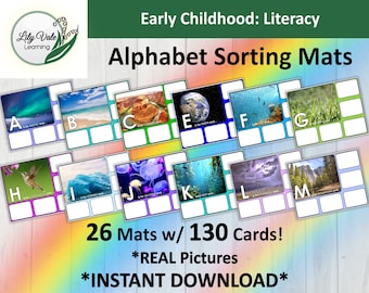 Förskolealfabetet, ABC-inlärning, Alfabetsaktivitet, Montessorialfabetet, Sorteringsaktivitet, Alfabetsmatta, Alfabetsmatchningsaktivitet