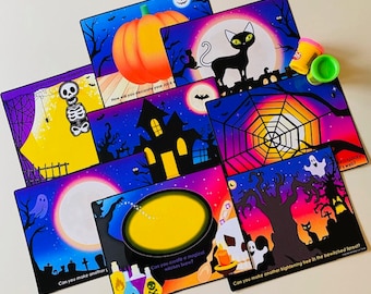 Halloween Playdough Mats, Kid Halloween Activity, Kids Halloween Party Activity, Play Doh Mats, Halloween Playdough Activity Mat