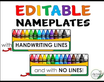 Nameplates, Kids Name Label, Desk Nameplate, School Name Labels, Desk Name Plates, Nameplate for Desk, EDITABLE Name Label