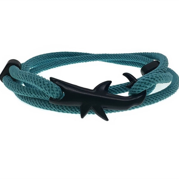 Unisex Shark Nautical Handmade Milan Cord Nylon Rope Wrap Bracelet for Men and Women 21 Inches Adjustable