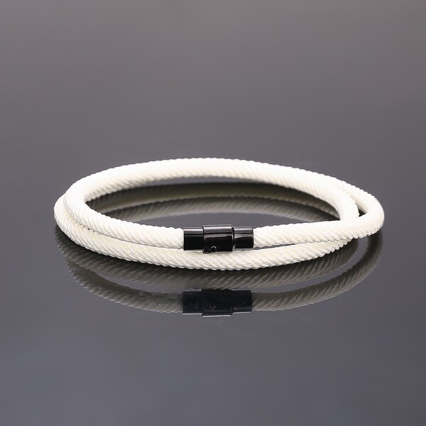 Magnetic Closure Unisex Double Row Nylon Milan Cord Nylon Rope Wrap Bracelet for Men and Women 15 Inches