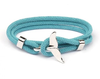 Whale Tail Unisex Nylon Milan Cord Nylon Rope Wrap Bracelet for Men and Women