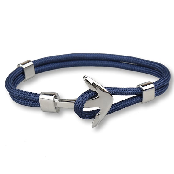 Nylon Rope Wrap Sailing Bracelet With Black Color Nautical Shark Alloy Clasp