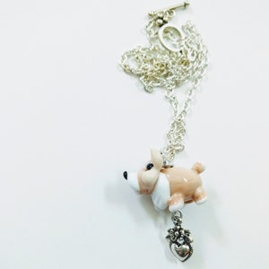 Lampwork Glass Pembroke Welsh Corgi Dog Handmade Bead Necklace