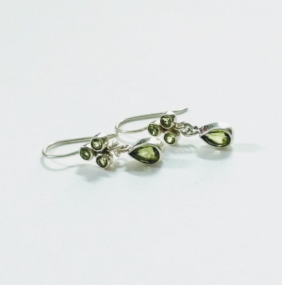 Leaf Earrings Green Peridot Sterling Silver August Birthstone Leaf Earrings Green Peridot Sterling Silver August Birthstone