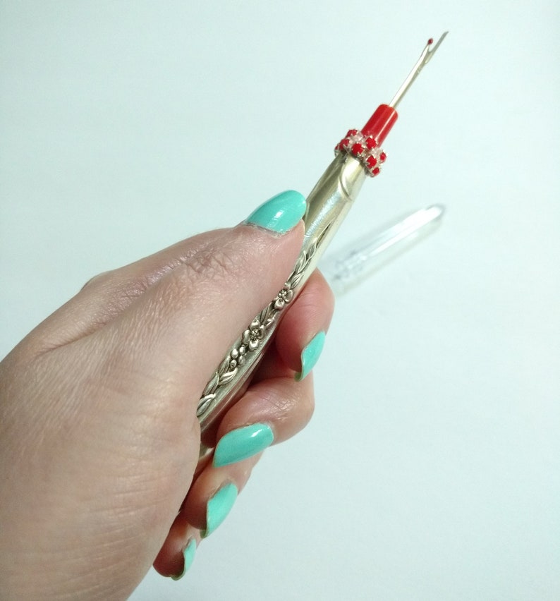 Seam Ripper with Vintage Silverware Handle Upcycled Floral Etsy