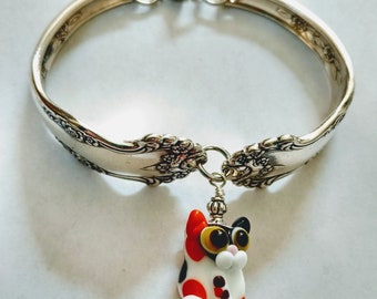 シルバー925  Cat Plate Bracelet Calico TJ-48 Mexico Sterling Silver 925 Sitting Kitten Cat Faces