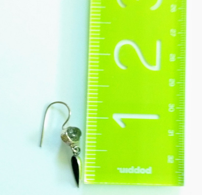 Clear and Black Quartz Earrings Tourmalinated Quartz and Sterling Silver Dagger Drop Earrings Gemstone and 925 Silver Dangle Earrings