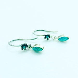 Blue Opal Floral Earrings with Sterling Silver Ear Wires, Opal Earrings, October Birthstone Earrings, Opal and Silver Jewelry