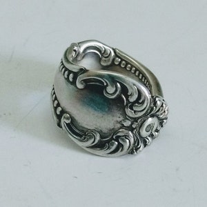 Floral Silverplate Spoon Ring, Flower Ring, Vintage Spoon Handle Recycled into Ring, Statement Spoon Ring Size 6, Upcycled Silverware