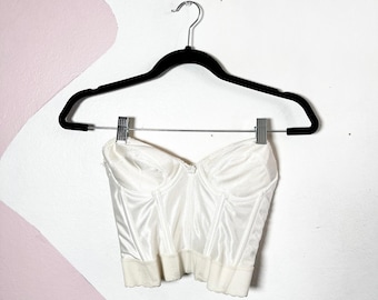 Corsé tipo bustier blanco vintage sin tirantes para mujer, talla 32C, para novias.