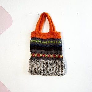 Vintage Free People Knit Mini Bag Boho 100% Wool Bohemian image 1