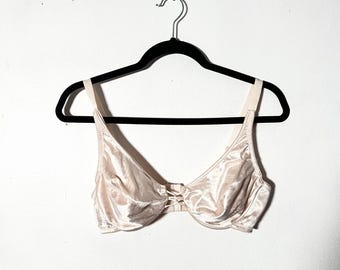 Vintage Vanity Fair Bra 38C Beige Floral Jacquard Underwire Fairy 90s