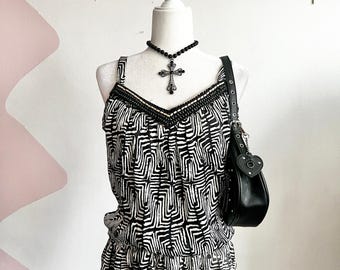 Vintage Y2K-tanktop met kralen, vintage festival, retro jaren 2000 boho small