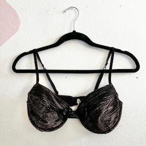 Sutiã vintage Victoria's Secret preto brilhante 36C 1998 Lingerie imagem 1