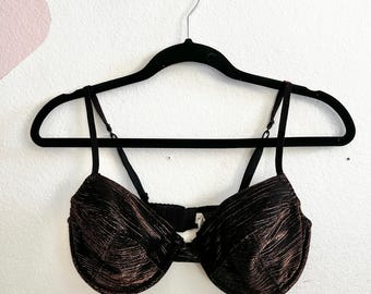 Vintage Victoria’s Secret Black Glittery Bra 36C 1998 Lingerie