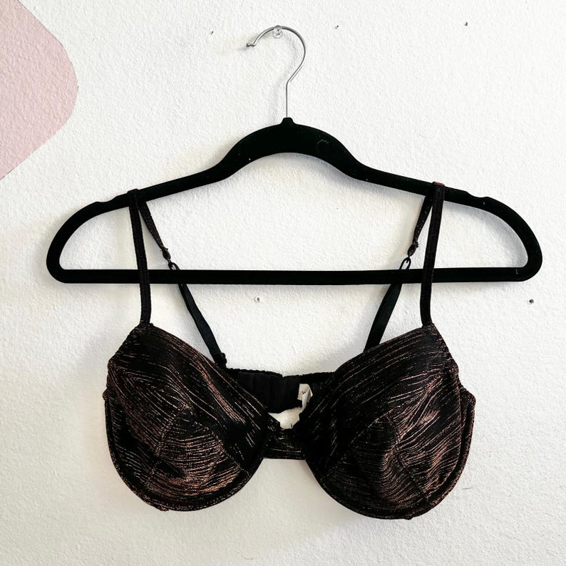 Sutiã vintage Victoria's Secret preto brilhante 36C 1998 Lingerie imagem 1