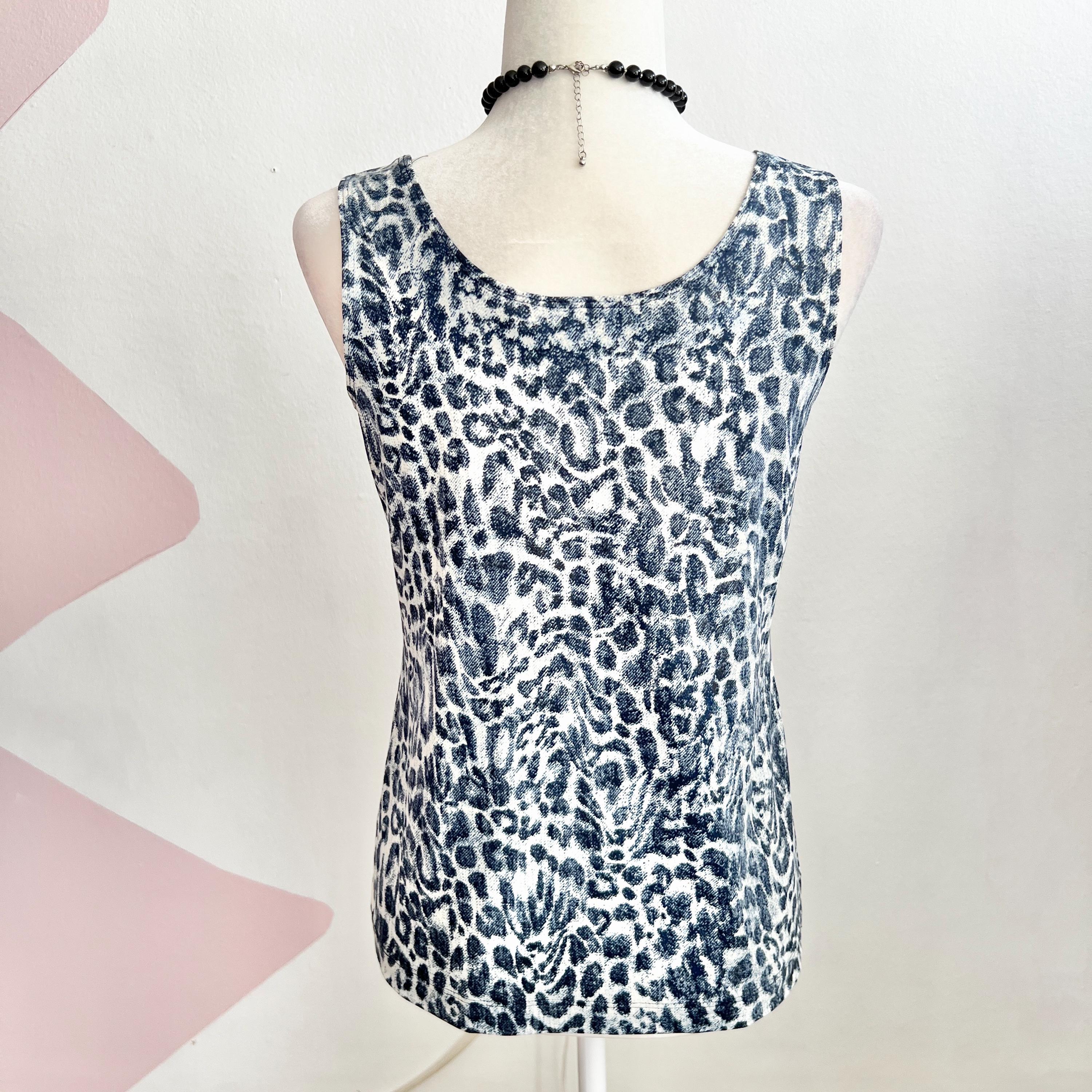 Vintage Blue Leopard Tank Top Y2K 2000s Indie Sleaze Retro Soft 