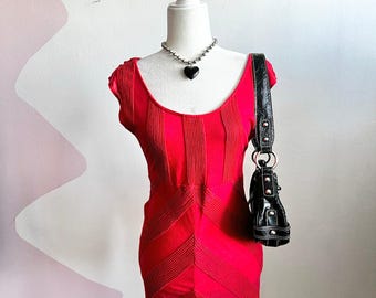 Vintage Red Textured Babydoll Top, 2000s Fairycore Boho Coquette Large