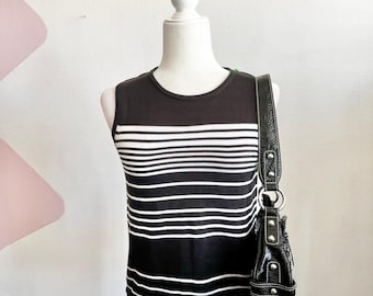Klasyczny, prążkowany top bez rękawów, Y2K, indie, lata 90., miękki, grunge, Whimsigoth, rozmiar średni