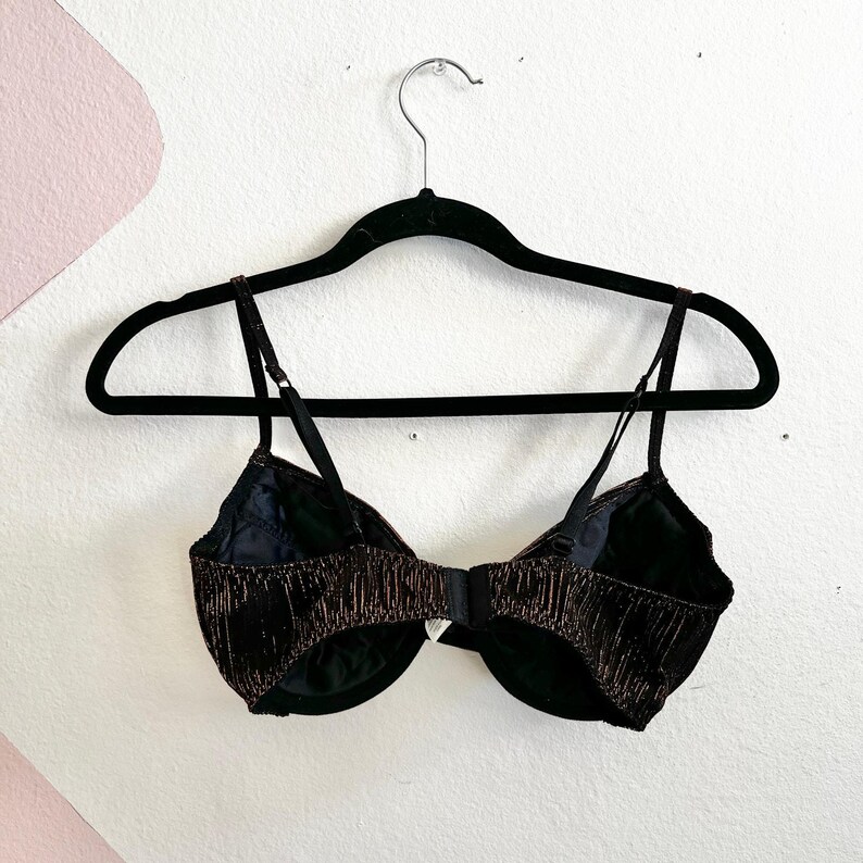 Sutiã vintage Victoria's Secret preto brilhante 36C 1998 Lingerie imagem 3