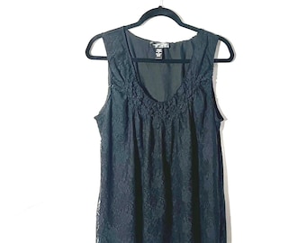 Vintage schwarzes Spitzentop für Damen, Größe XL, Rüschen, Gothic-Stil, viktorianisch, verspielt