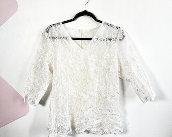 Vintage witte kanten top maat M, romantisch, voor een bruiloft