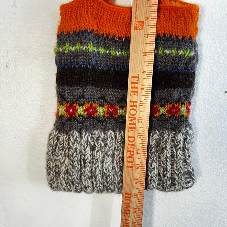 Vintage Free People Knit Mini Bag Boho 100% Wool Bohemian image 5