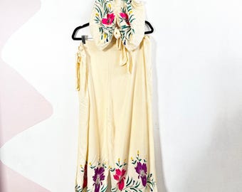 Conjunto floral de dos piezas, talla única, ideal para festivales, vacaciones, playa, verano y estilo hippie.