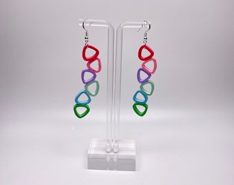 Paper Quilling Dangle Earrings, Jewelry, Pastel Triangles Geometric, Valentines Gift