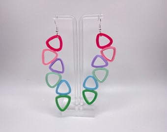 Paper Quilling Dangle Earrings, Jewelry, Pastel Triangle Geometric shape, Valentines Gift