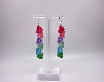 Paper Quilling Dangle Earrings, Jewelry, Pastel Hearts, Mother's Day Gift