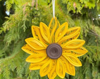 Quilling Sunflower Ornament: 3D Paper Art Window Suncatcher