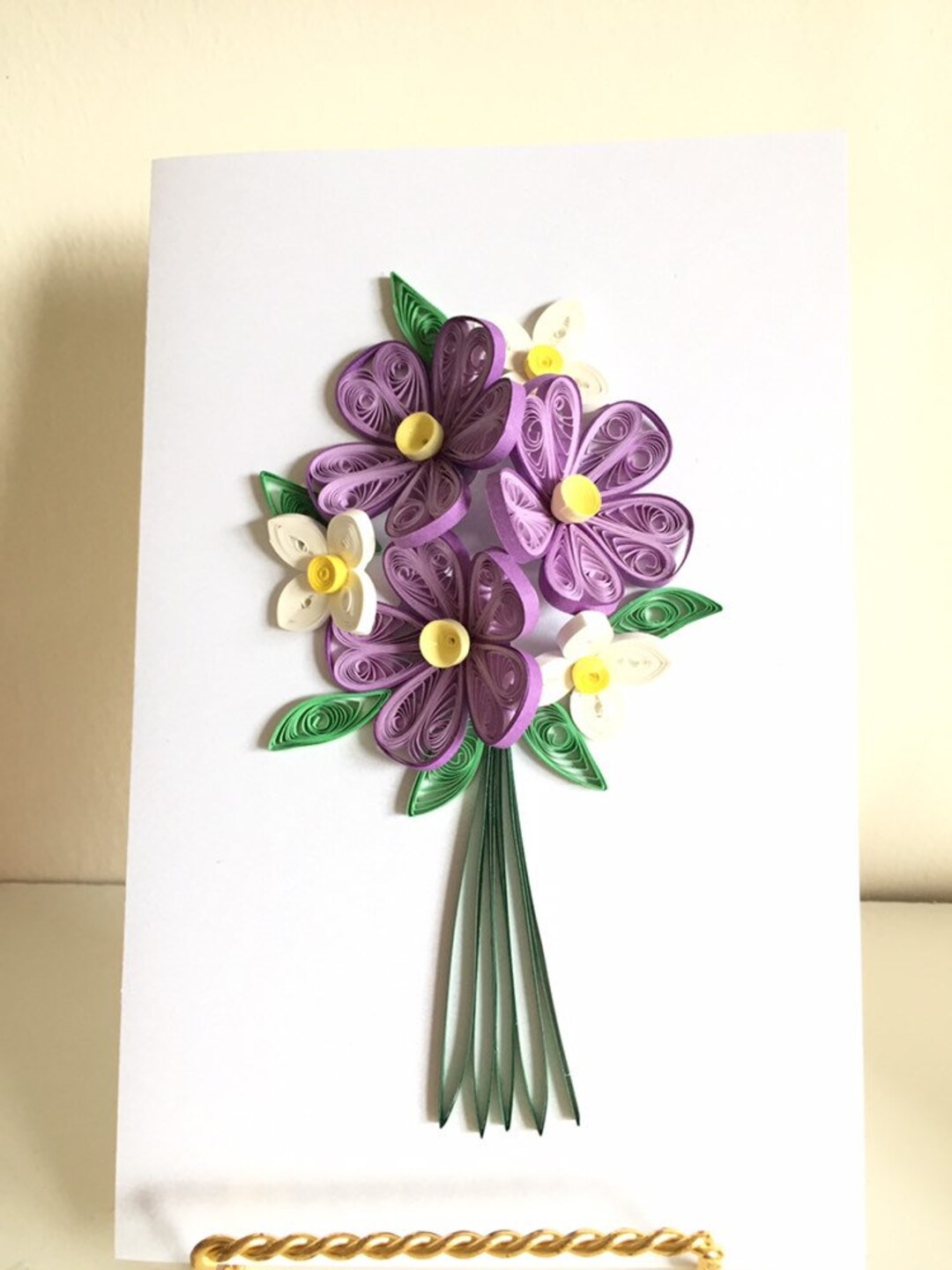 Quilling Paper Purple Floral Cardspring Flowers for Mom's Etsy UK