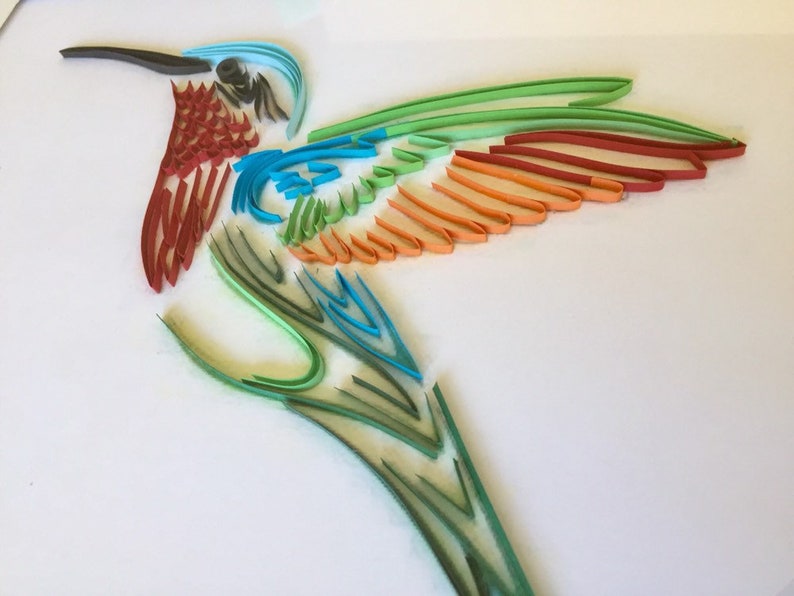 Framed 3D Quilling Hummingbird Wall Bird Wall Art Etsy