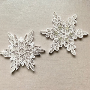 Ornaments Snowflake, White Christmas tree decorations, Paper Quilling Christmas, Gift topper